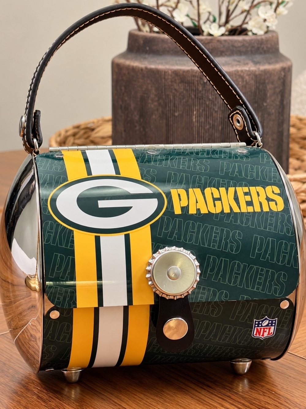 Vintage Little Earth NFL Green Bay Packers License Plate Barrel Purse - Complete